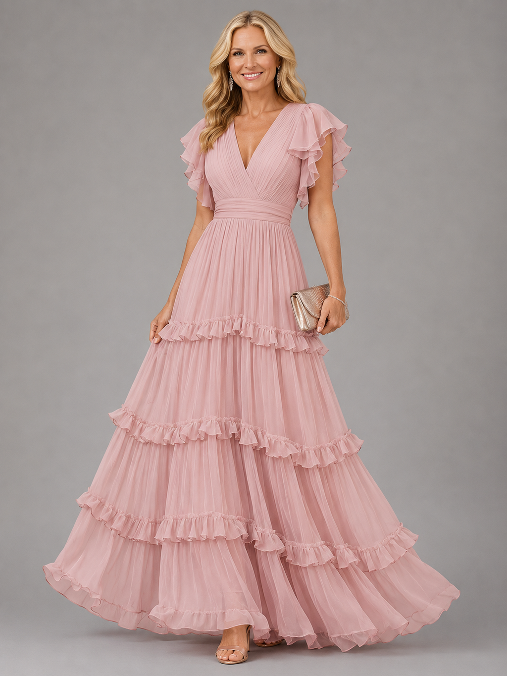 Zoe - Light Pink Elegant Wedding Maxi Dress
