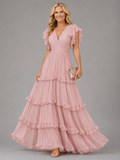 Zoe - Light Pink Elegant Wedding Maxi Dress
