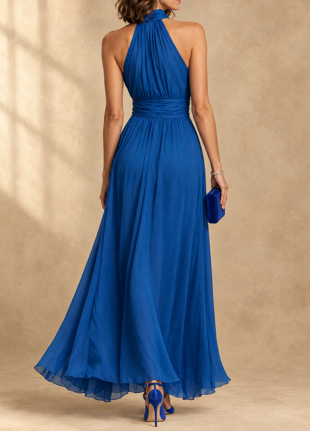 Paula - Halter Neck Chiffon Maxi Dress