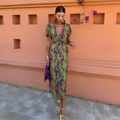 Ernestina - Long Floral Green Dress