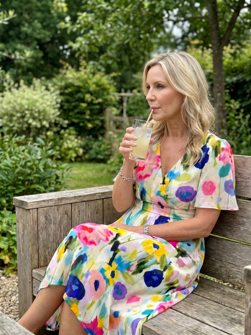 Mirabel - Flutter Sleeve Gathered Waist Floral Print Midi Dress