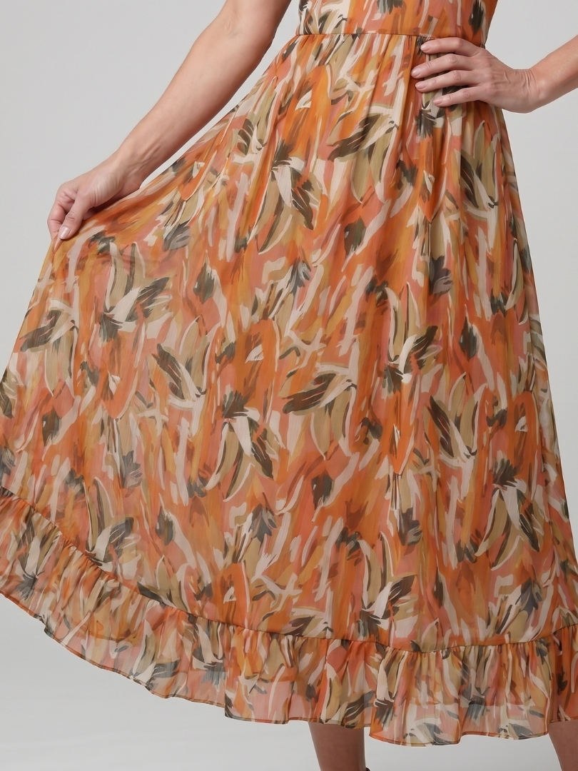 Quill - Spaghetti Strap Abstract Print Midi Dress