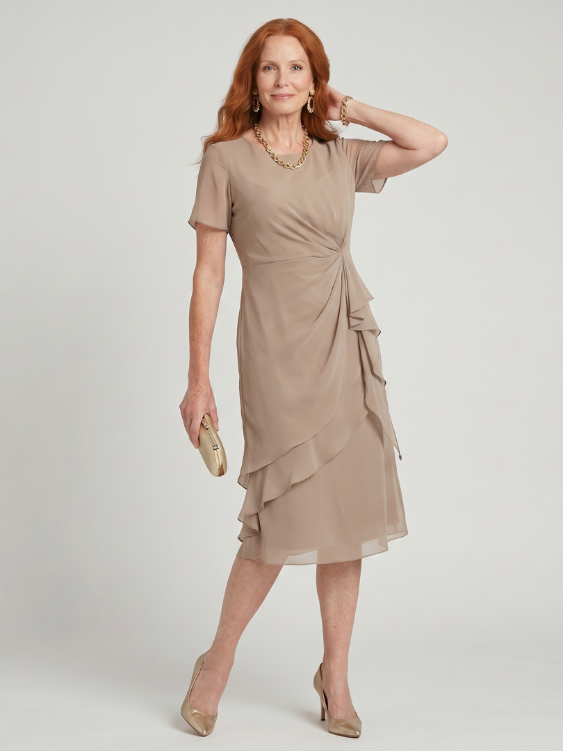 Eira - Short Sleeve Layered Hem Midi Dress