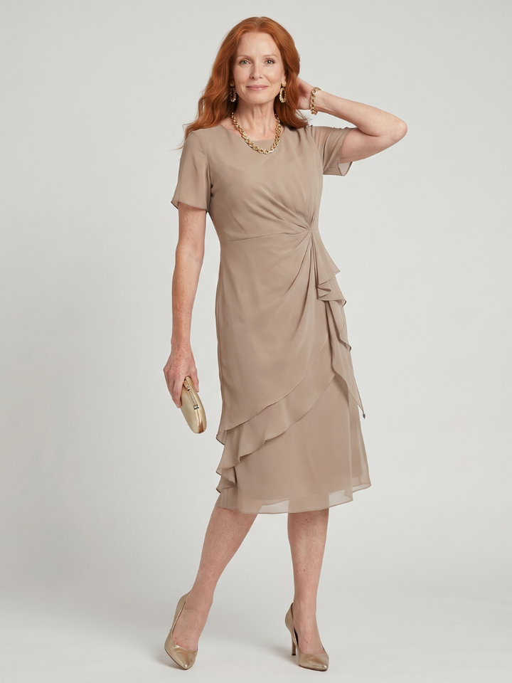 Eira - Short Sleeve Layered Hem Midi Dress
