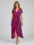 Priya - Short Sleeve Floral Wrap Midi Dress