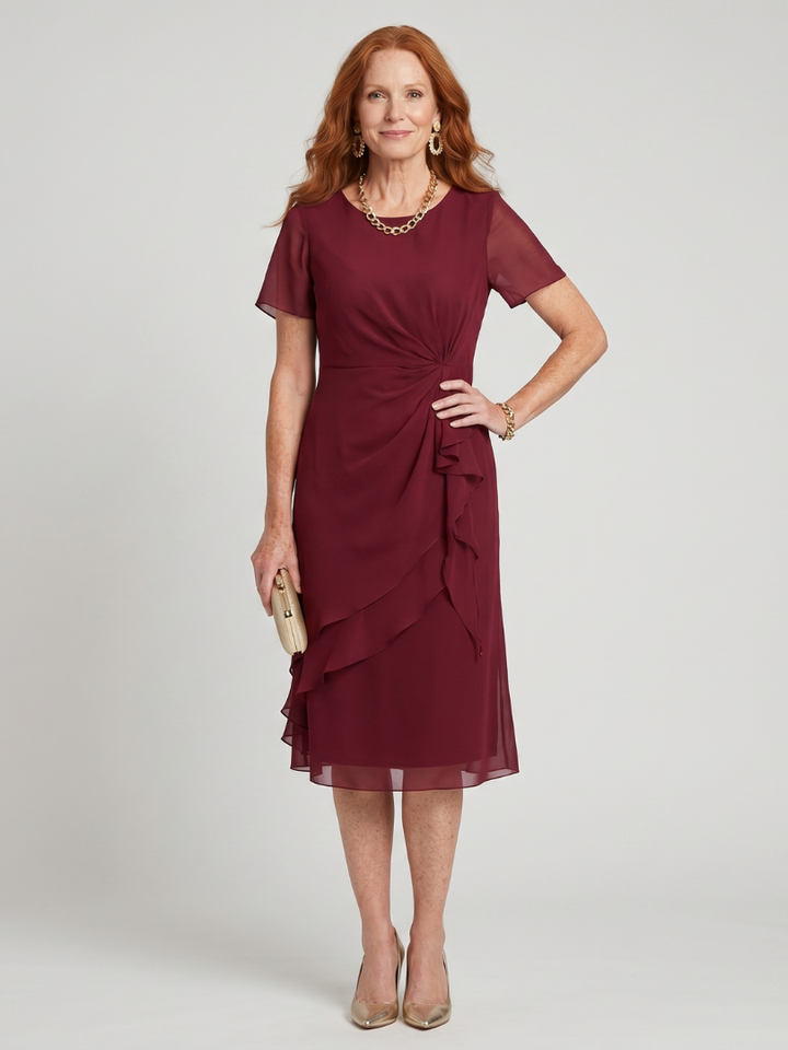 Eira - Short Sleeve Layered Hem Midi Dress