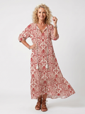 Noelle - Ornate Print Tassel Tie Midi Dress