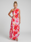 Taya - One Shoulder Pleated Bodice Midi Dress