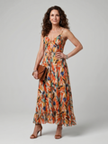 Quill - Spaghetti Strap Abstract Print Midi Dress