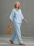Amity - Button Front Relaxed Tunic Trouser Set