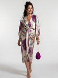 Valentina - Cross Wrap Tie Waist Printed Midi Dress