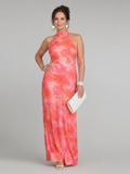 Coraline - Halter Neck Printed Pattern Maxi Dress