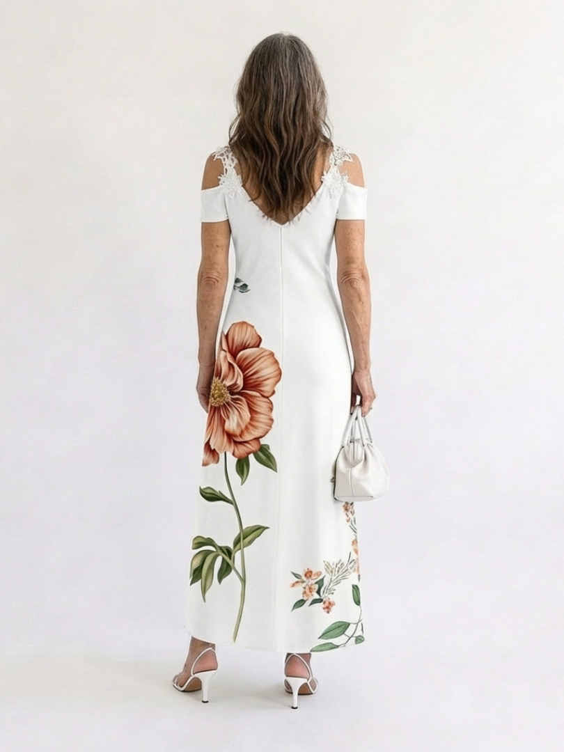 Camila - Floral Off-Shoulder A-Line Midi Dress