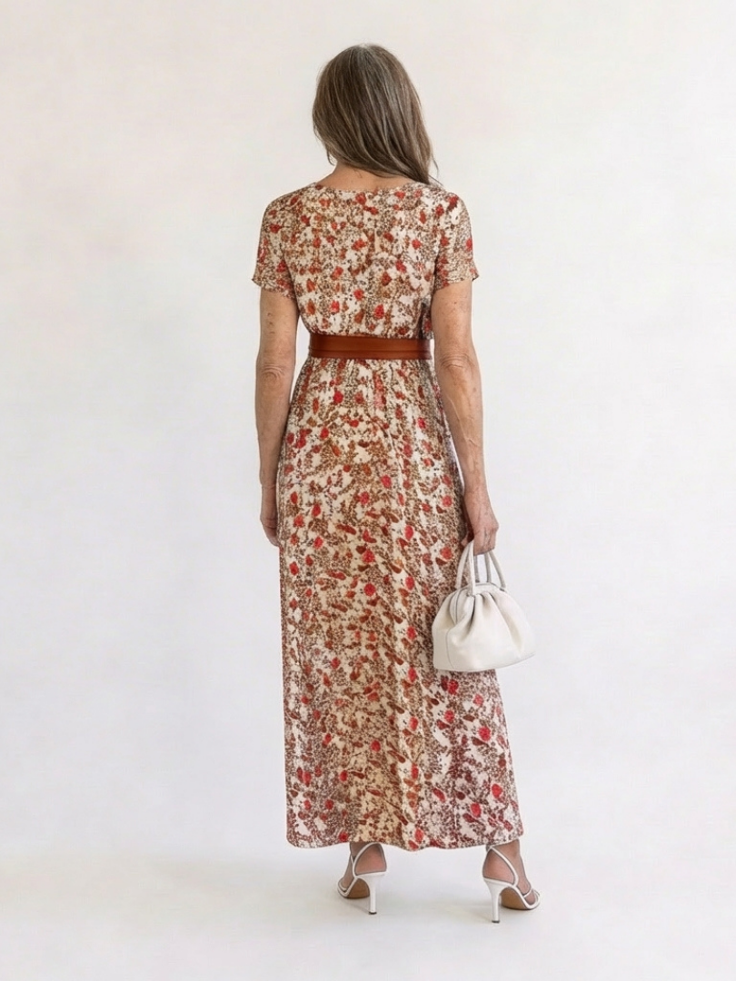 Lyra - Elegant Floral V-Neck Midi Dress
