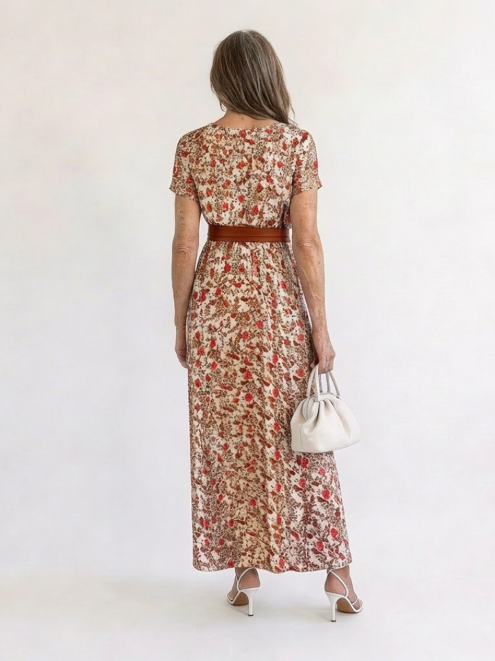 Lyra - Elegant Floral V-Neck Midi Dress