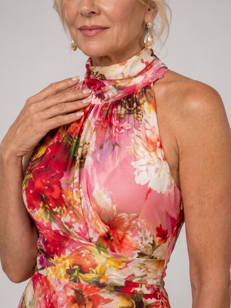 Elisabetta - Halter Neck Floral Print Maxi Dress