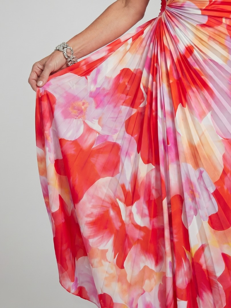 Taya - One Shoulder Pleated Bodice Midi Dress