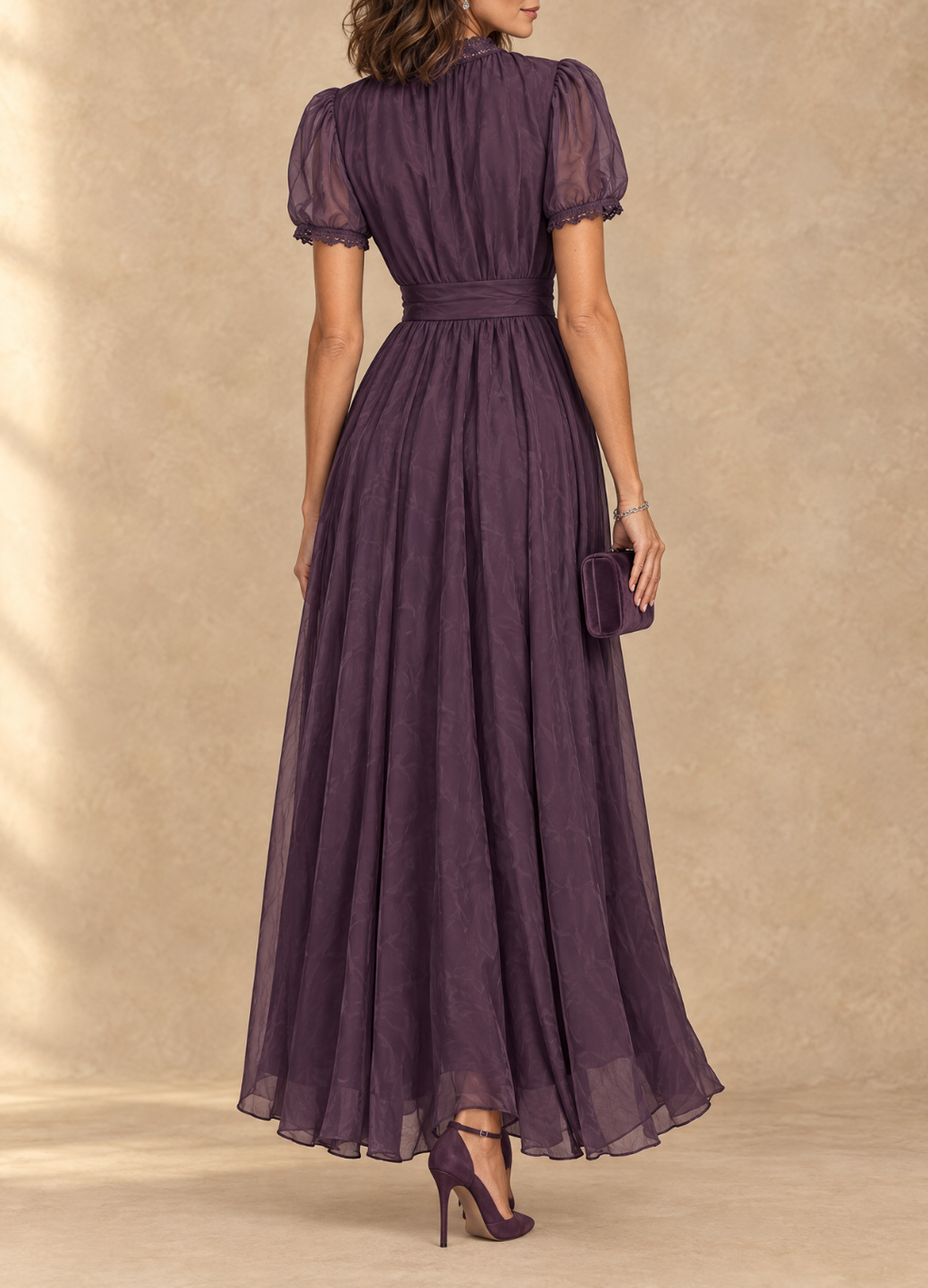 Elia - Gathered Waist Keyhole Maxi Dress
