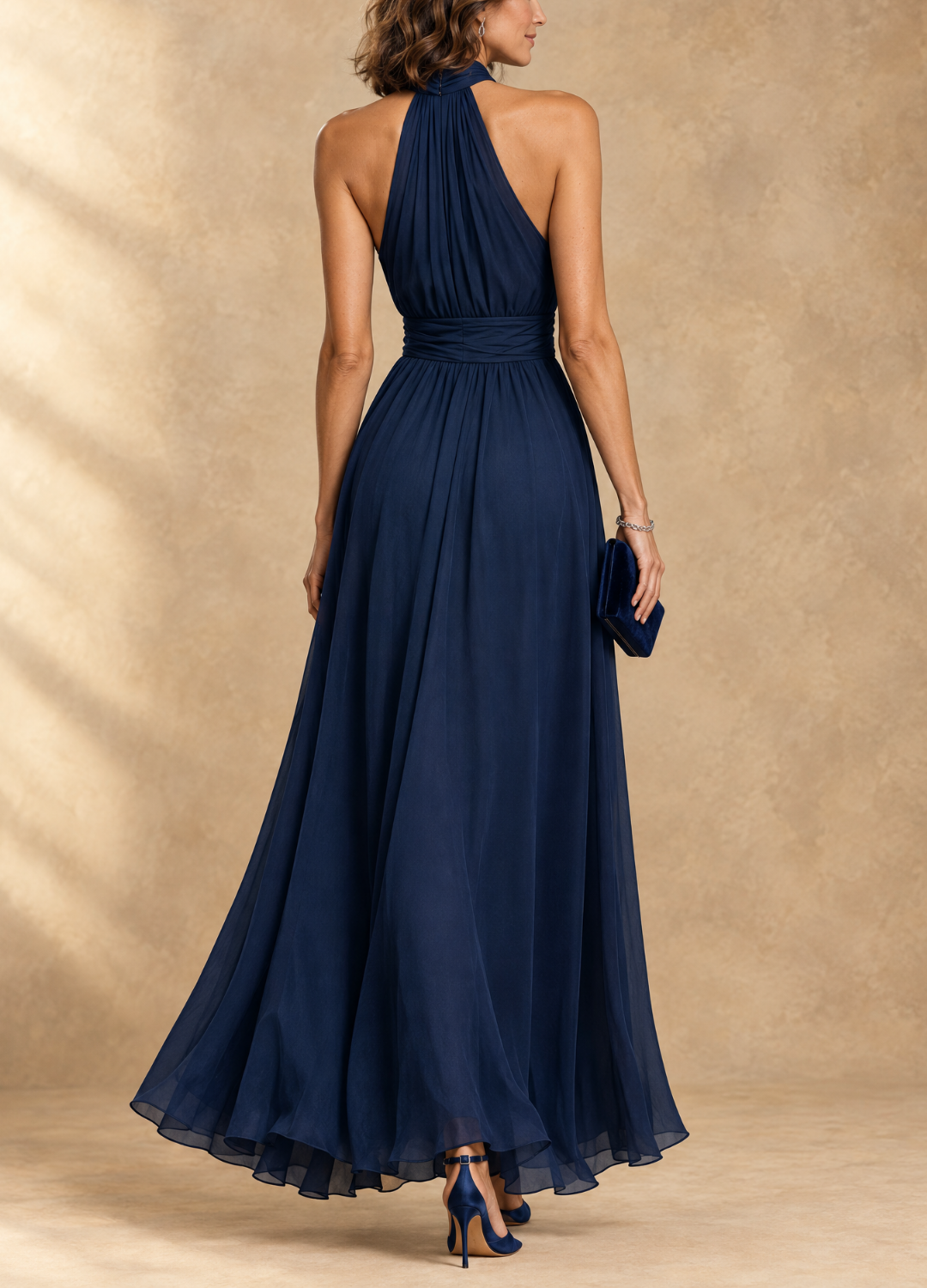 Paula - Halter Neck Chiffon Maxi Dress