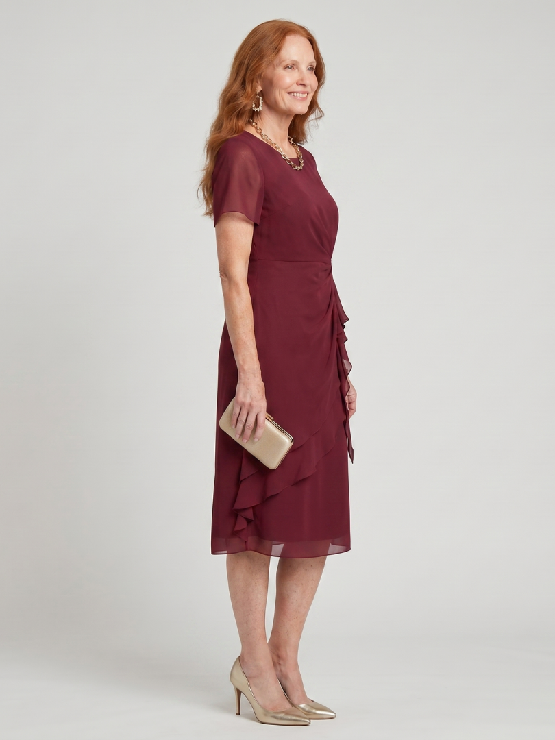 Eira - Short Sleeve Layered Hem Midi Dress