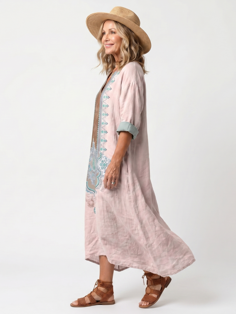 Kenza - Designer Panel Relaxed Pocket Midi Dress