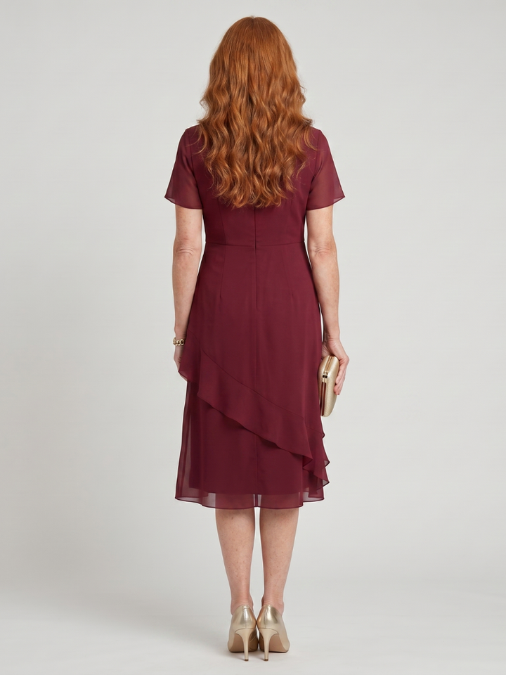 Eira - Short Sleeve Layered Hem Midi Dress