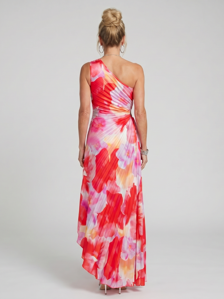 Taya - One Shoulder Pleated Bodice Midi Dress
