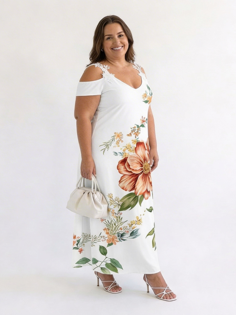 Camila - Floral Off-Shoulder A-Line Midi Dress