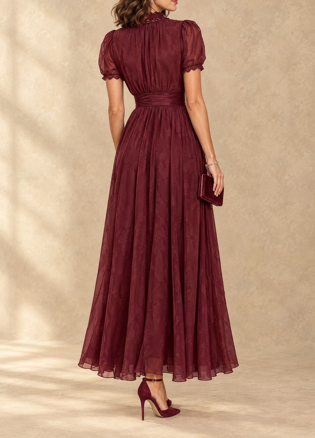 Elia - Gathered Waist Keyhole Maxi Dress
