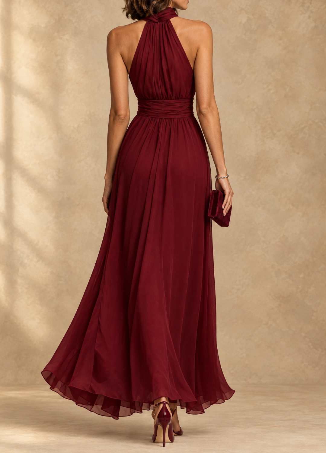 Paula - Halter Neck Chiffon Maxi Dress