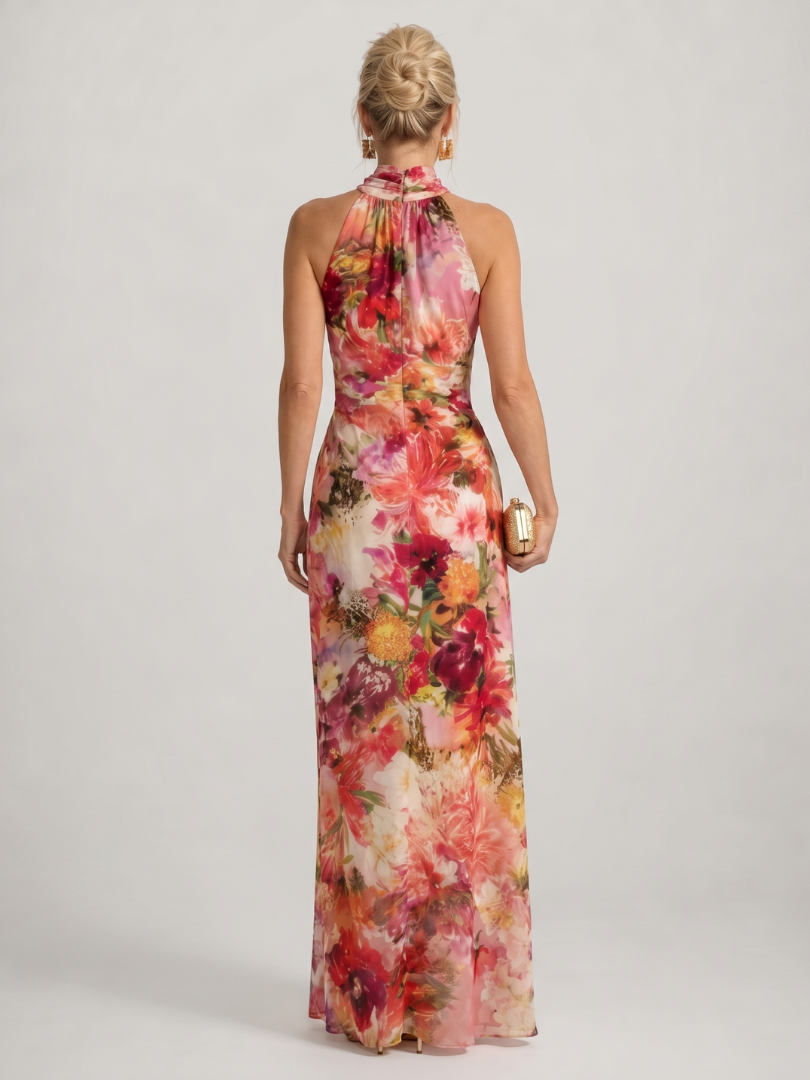 Elisabetta - Halter Neck Floral Print Maxi Dress