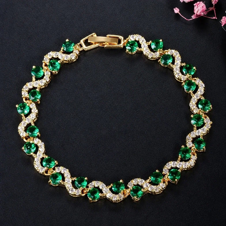 Emerald Crystal Gold Bracelet