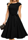 Eva - Cap Sleeve Tie Waist Midi Dress