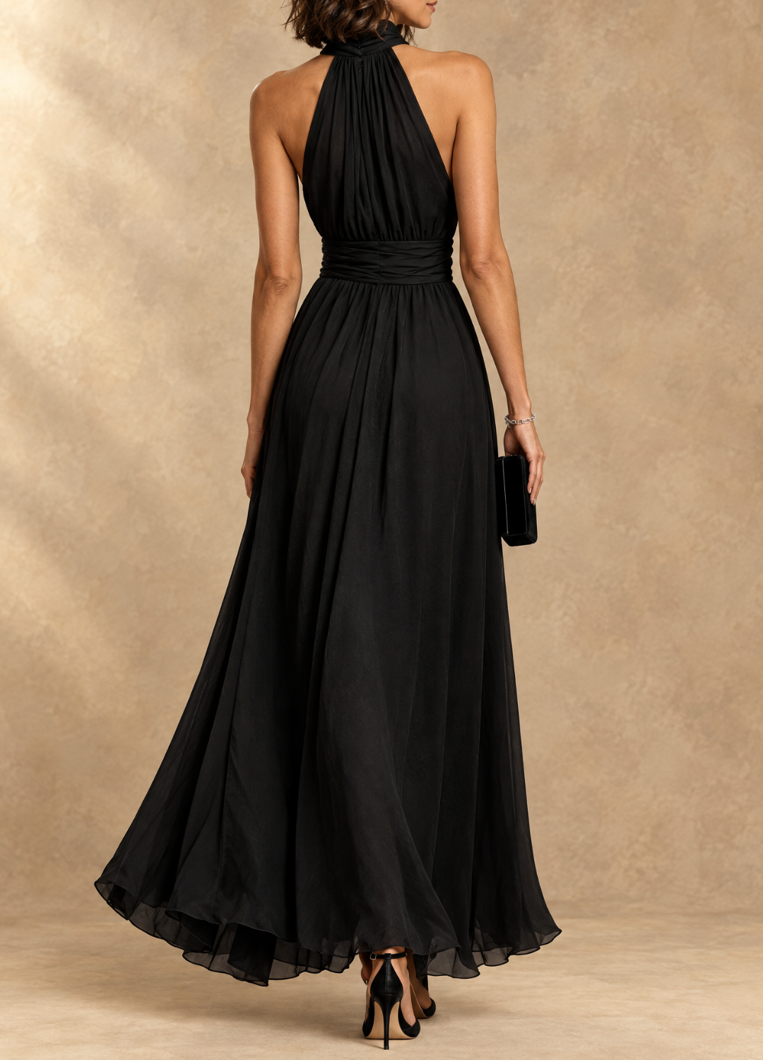 Paula - Halter Neck Chiffon Maxi Dress