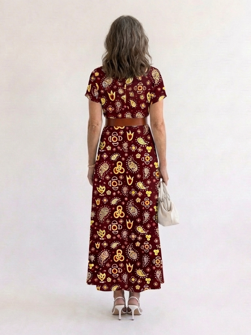 Lyra - Elegant Floral V-Neck Midi Dress