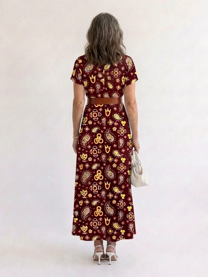 Lyra - Elegant Floral V-Neck Midi Dress