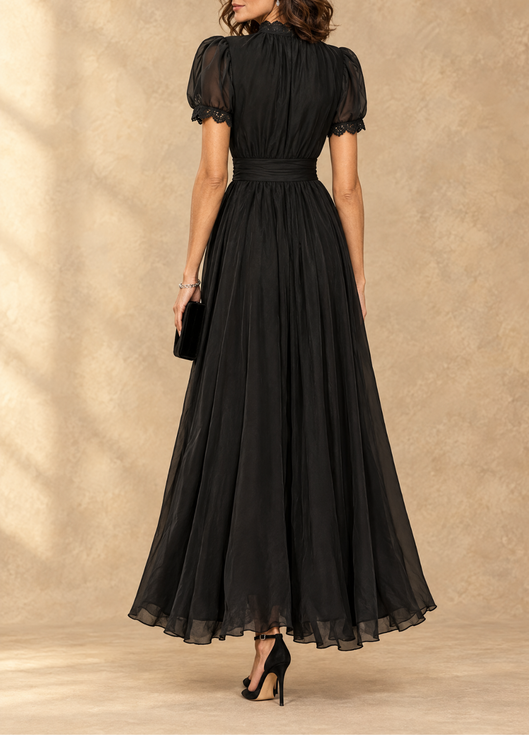 Elia - Gathered Waist Keyhole Maxi Dress