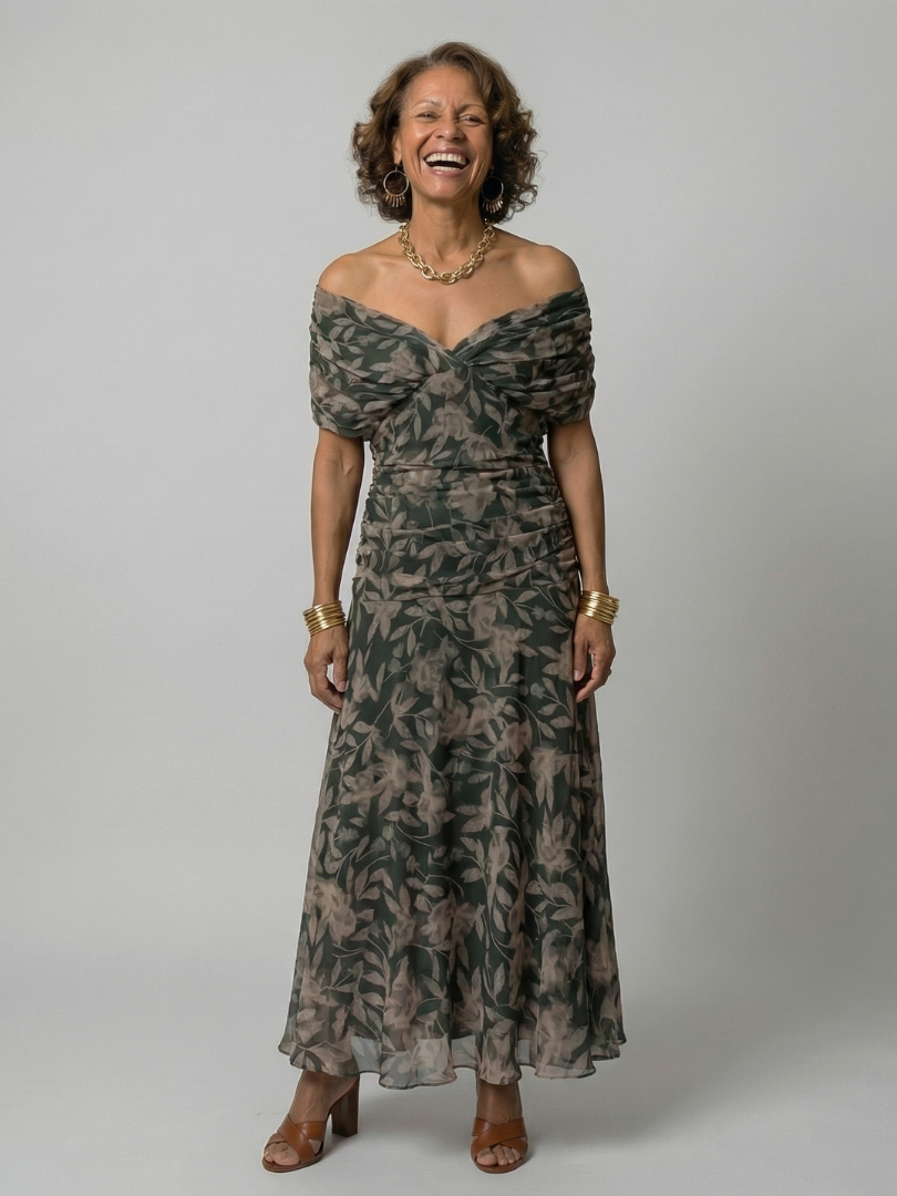 Calen - Off Shoulder Flow Midi Dresses