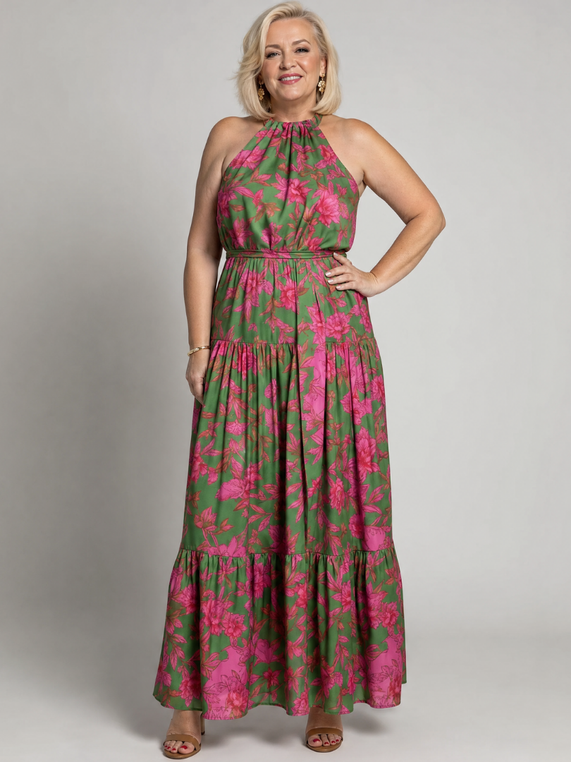 Rowen - Draped Halter Midi Dress