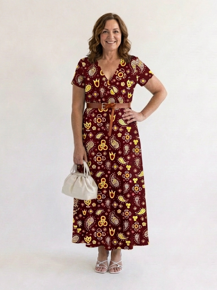 Lyra - Elegant Floral V-Neck Midi Dress