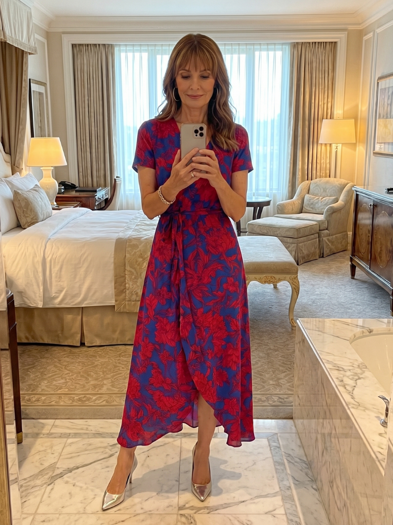Priya - Short Sleeve Floral Wrap Midi Dress