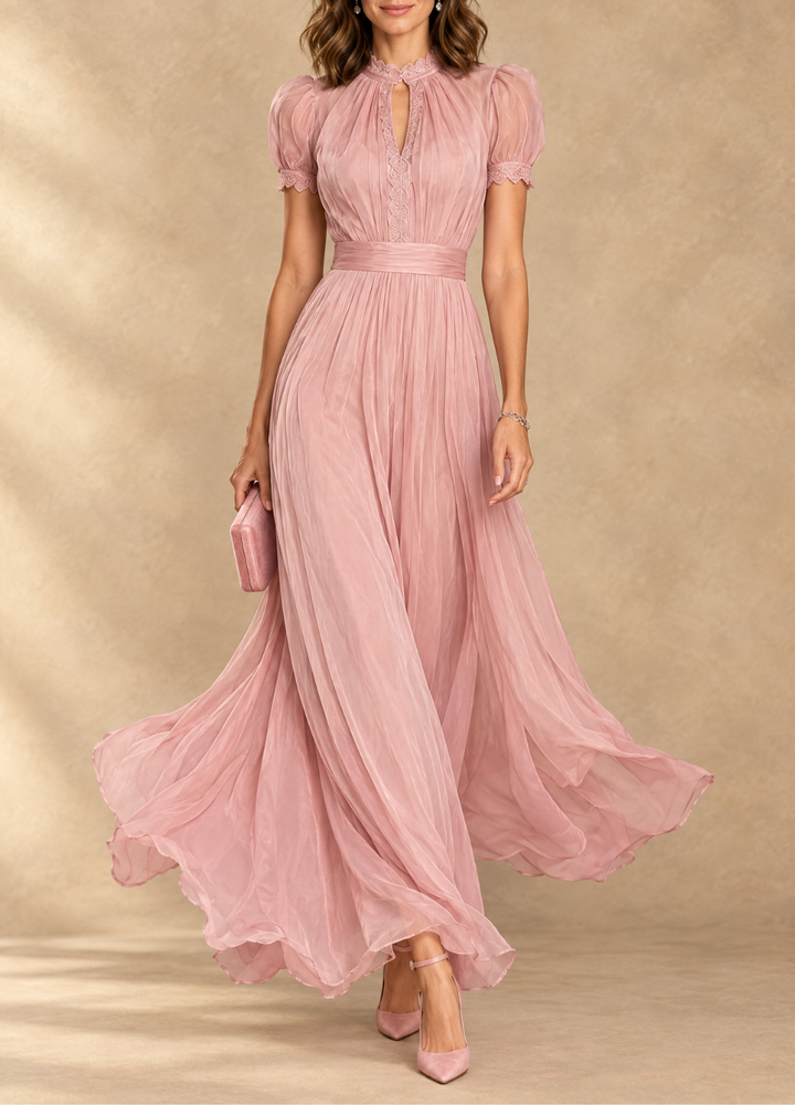 Elia - Gathered Waist Keyhole Maxi Dress