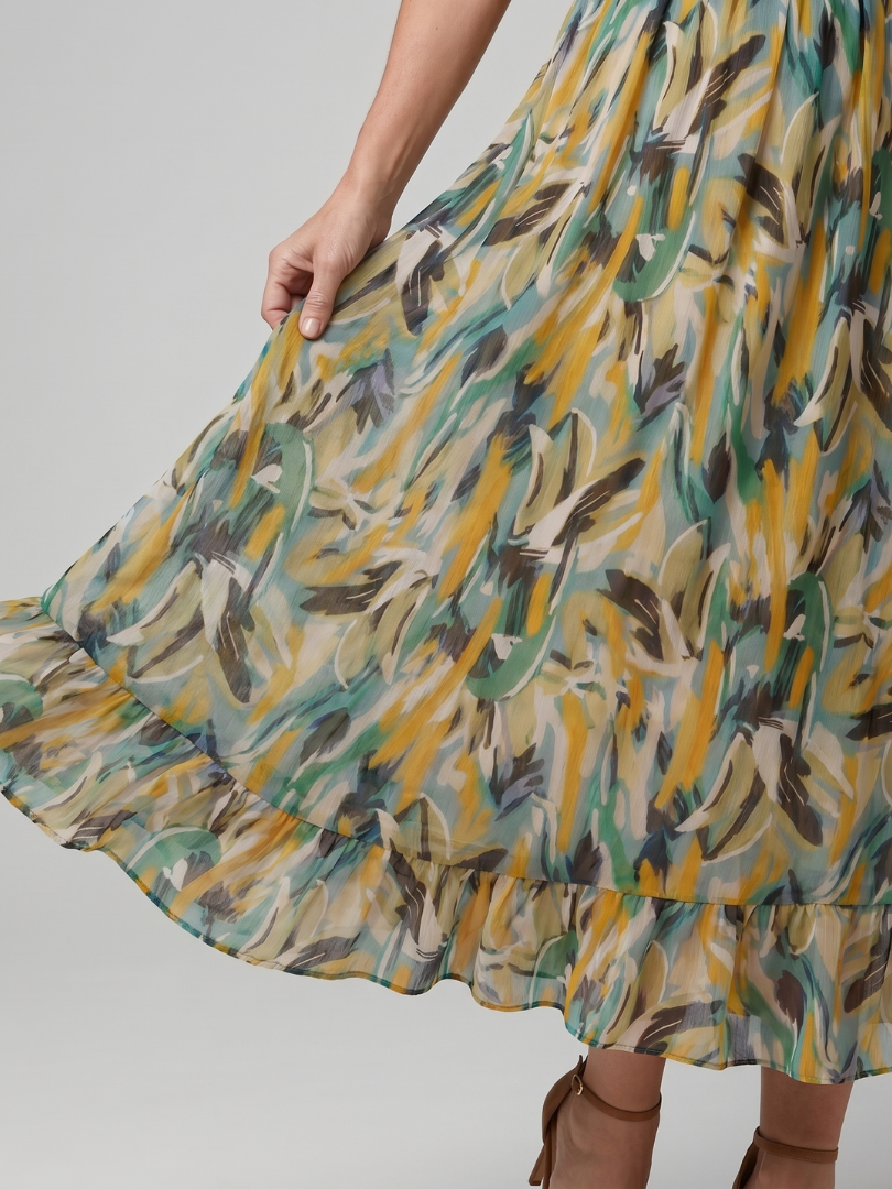 Quill - Spaghetti Strap Abstract Print Midi Dress