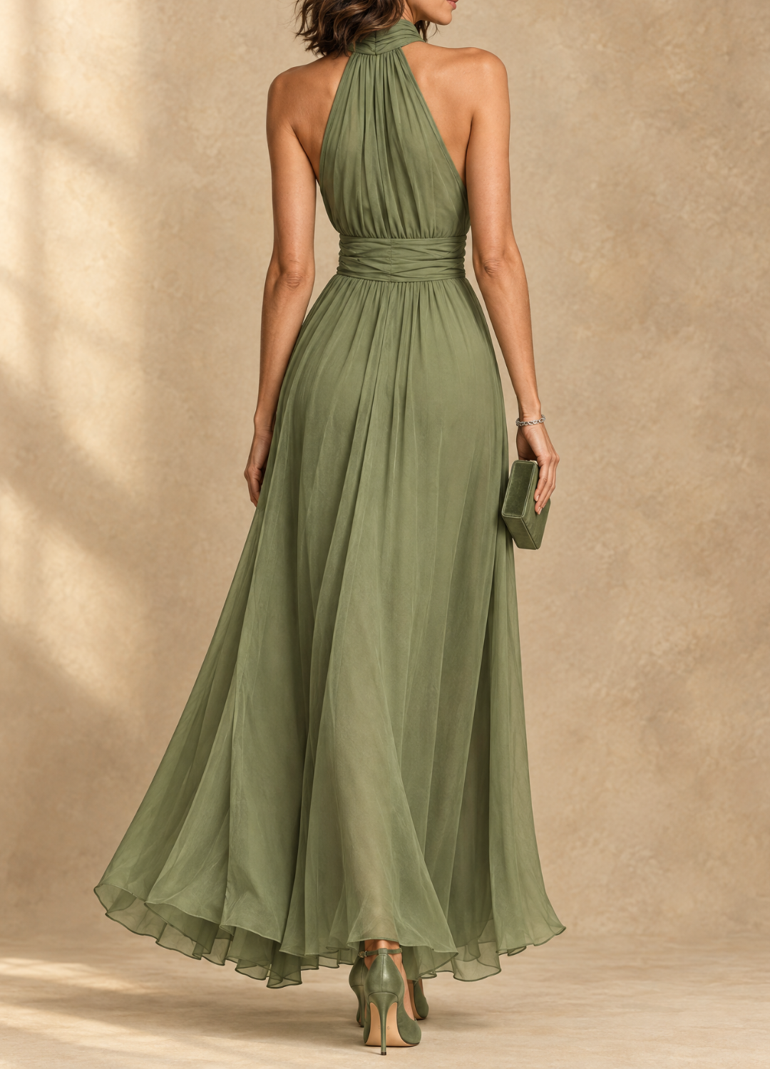 Paula - Halter Neck Chiffon Maxi Dress