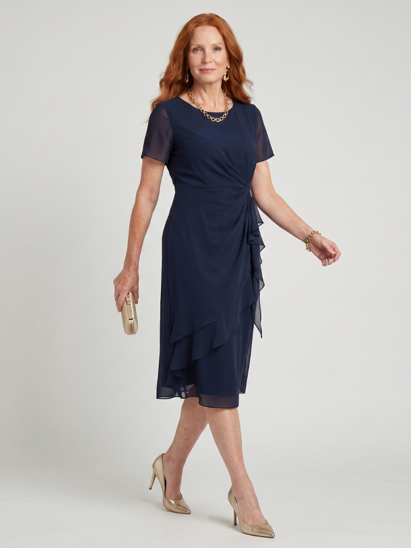 Eira - Short Sleeve Layered Hem Midi Dress