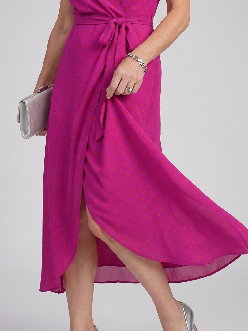 Priya - Short Sleeve Floral Wrap Midi Dress