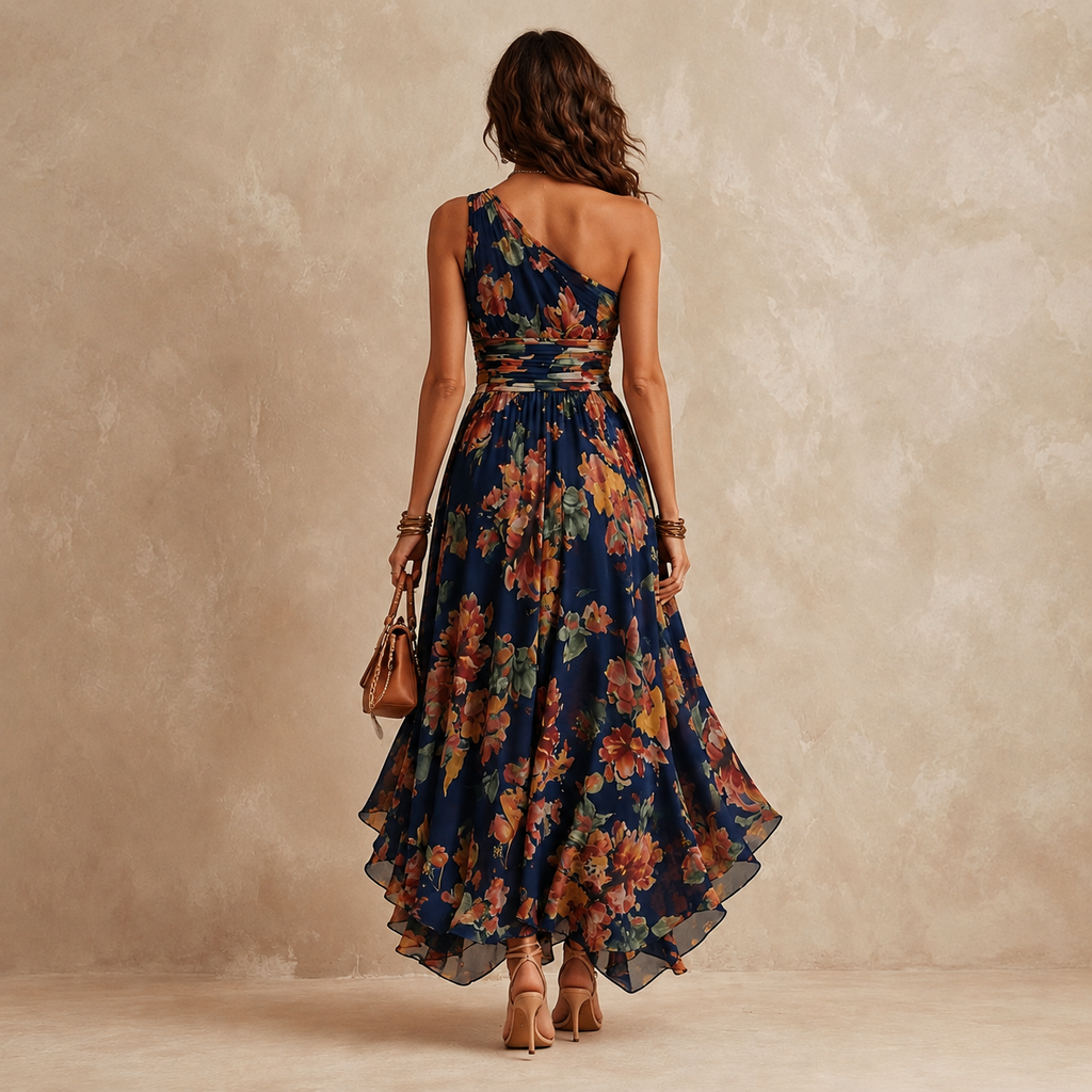 Celeste - One-Shoulder Floral Maxi Dress