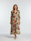 Corisande - V Neck Long Sleeve Floral Midi Dress