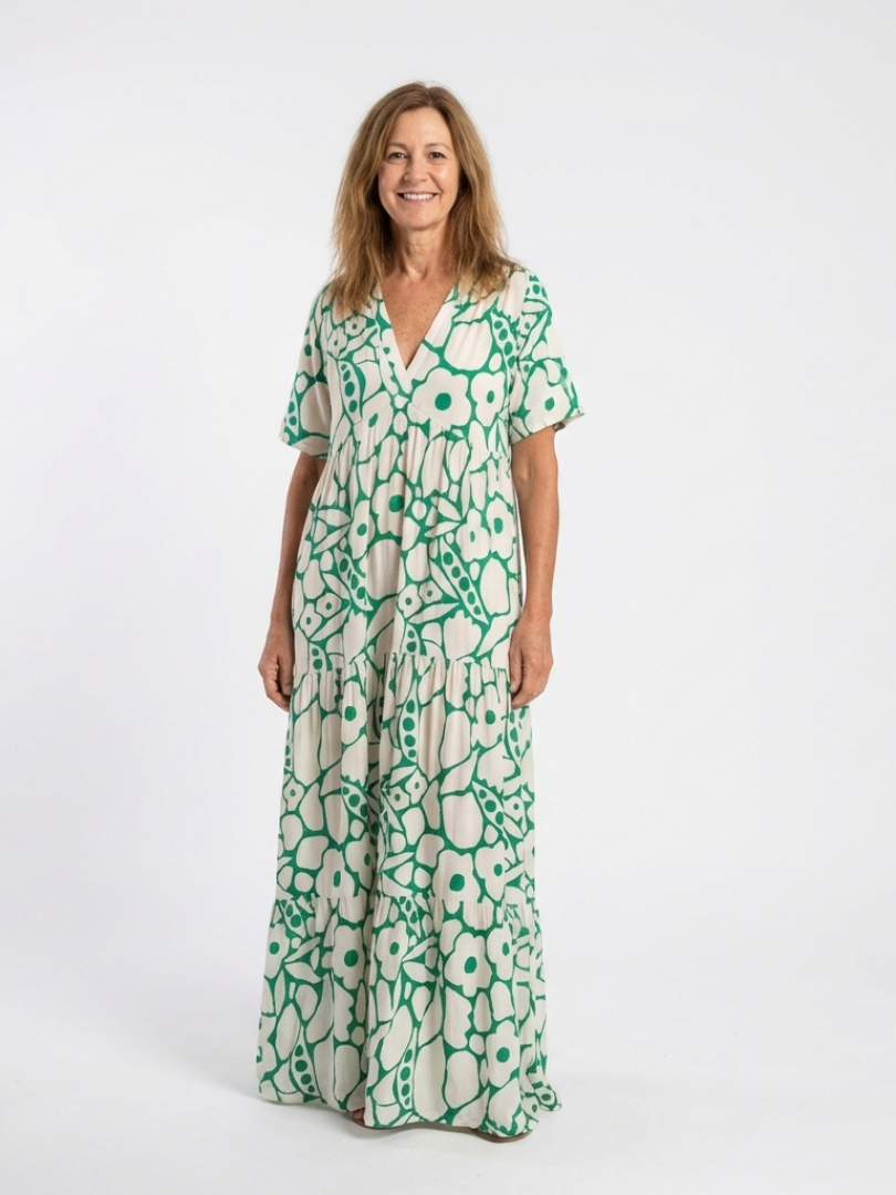 Zuleika - Short Sleeve V Neck Floral Midi Dress