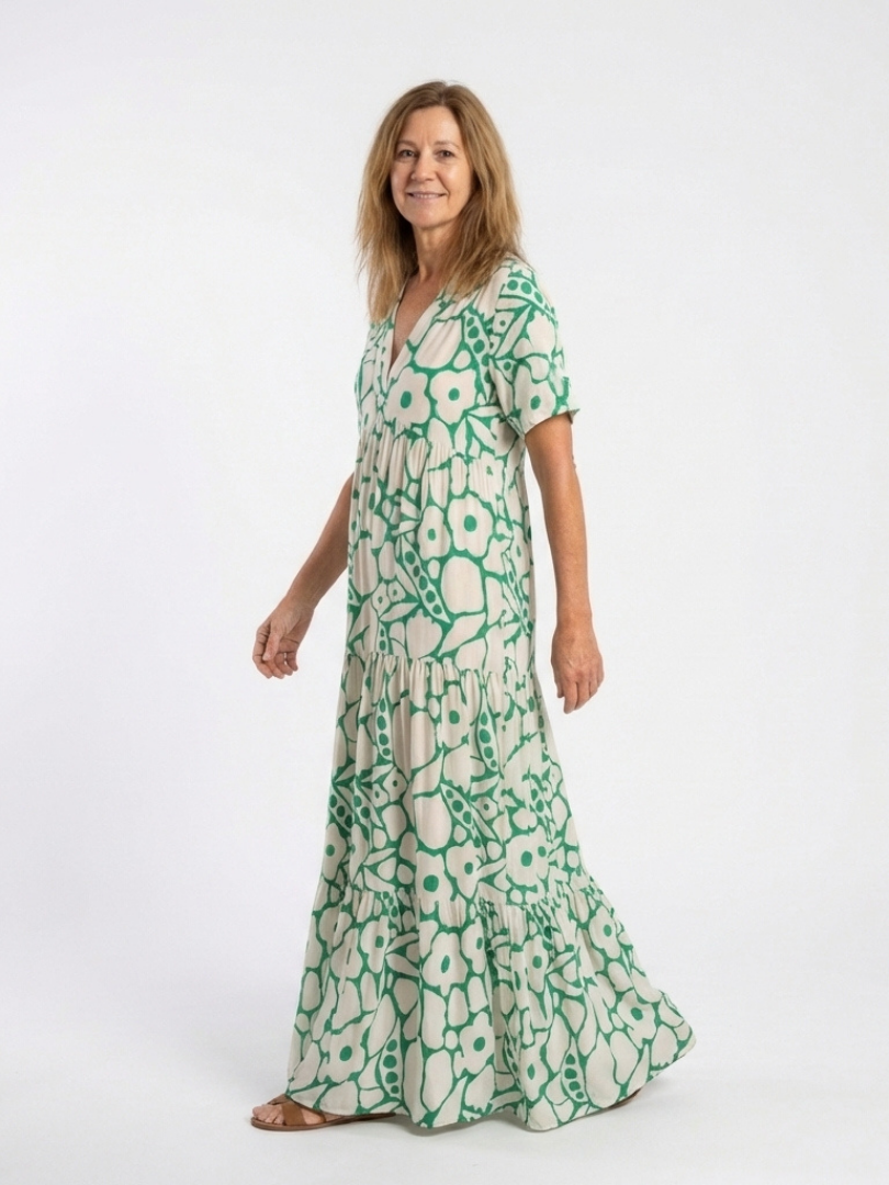 Zuleika - Short Sleeve V Neck Floral Midi Dress